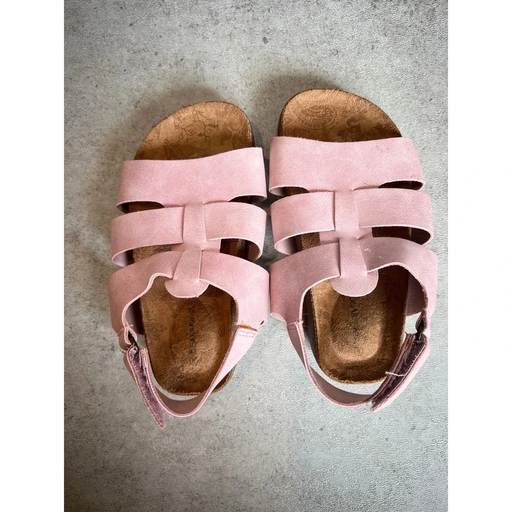 Bearpaw Zaidee Sandals Toddler Girl Size 8 Pink Strappy Faux Suede Cork Summer‎